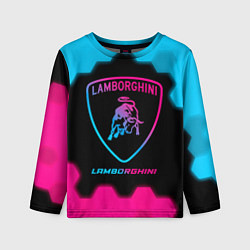 Лонгслив детский Lamborghini - neon gradient, цвет: 3D-принт