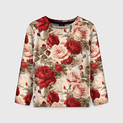 Лонгслив детский Розы паттерн, цвет: 3D-принт