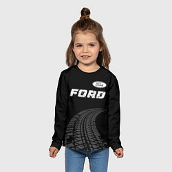 Лонгслив детский Ford speed на темном фоне со следами шин: символ с, цвет: 3D-принт — фото 2