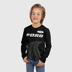 Лонгслив детский Ford speed на темном фоне со следами шин: символ с, цвет: 3D-принт — фото 2