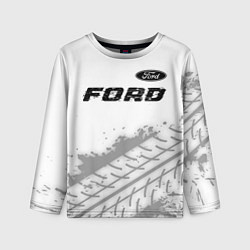 Лонгслив детский Ford speed на светлом фоне со следами шин: символ, цвет: 3D-принт