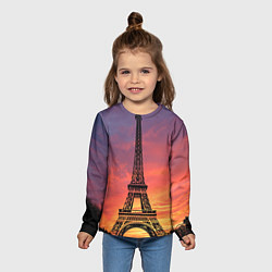 Лонгслив детский Эйфелева башня - закат, цвет: 3D-принт — фото 2