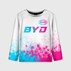 Лонгслив детский BYD neon gradient style: символ сверху, цвет: 3D-принт