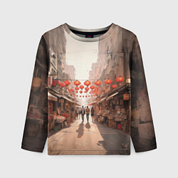 Лонгслив детский Рынок в Гонконге, цвет: 3D-принт