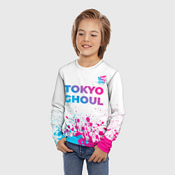 Лонгслив детский Tokyo Ghoul neon gradient style: символ сверху, цвет: 3D-принт — фото 2