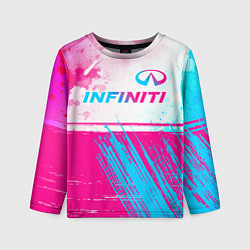 Лонгслив детский Infiniti neon gradient style: символ сверху, цвет: 3D-принт