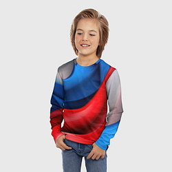 Лонгслив детский Объемная абстракция в цветах флага РФ, цвет: 3D-принт — фото 2