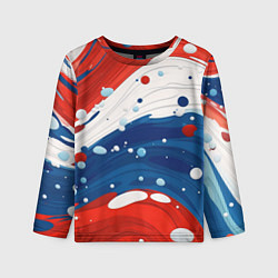 Детский лонгслив Брызги красок в цветах флага РФ