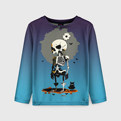 Лонгслив детский Funny skeleton - neural network - halloween, цвет: 3D-принт