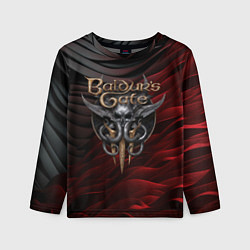 Лонгслив детский Baldurs Gate 3 logo dark red black, цвет: 3D-принт