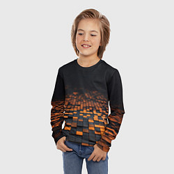 Лонгслив детский Черные и оранжевые пиксели, цвет: 3D-принт — фото 2