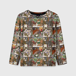 Детский лонгслив Милые иллюстрации коллаж