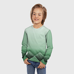 Лонгслив детский Зеленый градиент с ромбами, цвет: 3D-принт — фото 2