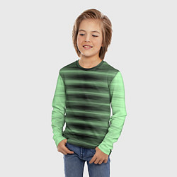Лонгслив детский Зеленый полосатый градиент, цвет: 3D-принт — фото 2