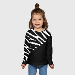 Лонгслив детский Полосы зебры с черным, цвет: 3D-принт — фото 2