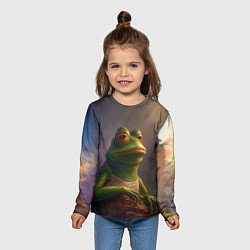 Лонгслив детский Натуральная лягушка Пепе, цвет: 3D-принт — фото 2