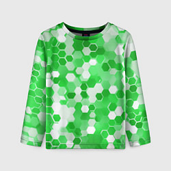 Лонгслив детский Кибер Hexagon Зелёный, цвет: 3D-принт