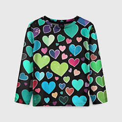 Лонгслив детский Сердечный принт - нейросеть, цвет: 3D-принт