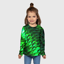 Лонгслив детский Зеленая объемная текстура, цвет: 3D-принт — фото 2