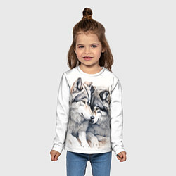 Лонгслив детский Волчья дружная семья, цвет: 3D-принт — фото 2