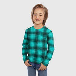 Лонгслив детский Шотландка светло-бирюзовый, цвет: 3D-принт — фото 2