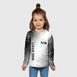 Лонгслив детский Mass Effect glitch на светлом фоне: надпись, симво, цвет: 3D-принт — фото 2