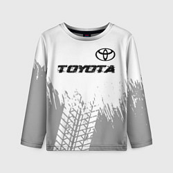 Лонгслив детский Toyota speed на светлом фоне со следами шин: симво, цвет: 3D-принт