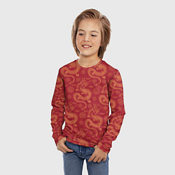 Лонгслив детский Dragon red pattern, цвет: 3D-принт — фото 2