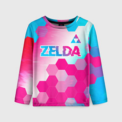 Лонгслив детский Zelda neon gradient style: символ сверху, цвет: 3D-принт