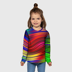 Лонгслив детский Разноцветный абстрактный узор волны, цвет: 3D-принт — фото 2