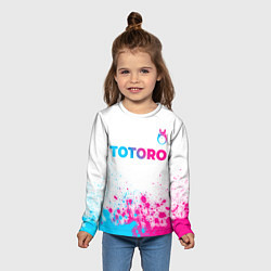 Лонгслив детский Totoro neon gradient style: символ сверху, цвет: 3D-принт — фото 2