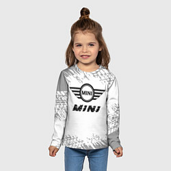 Лонгслив детский Mini speed на светлом фоне со следами шин, цвет: 3D-принт — фото 2