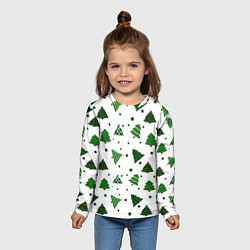 Лонгслив детский Узор с зелеными елочками, цвет: 3D-принт — фото 2