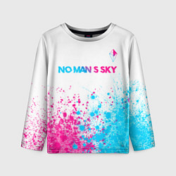 Лонгслив детский No Mans Sky neon gradient style: символ сверху, цвет: 3D-принт