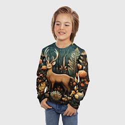 Лонгслив детский Лесной олень в стиле фолк-арт, цвет: 3D-принт — фото 2