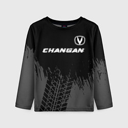 Лонгслив детский Changan speed на темном фоне со следами шин: симво, цвет: 3D-принт