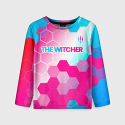 Детский лонгслив The Witcher neon gradient style: символ сверху