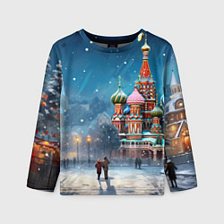 Лонгслив детский Новогодняя Москва, цвет: 3D-принт