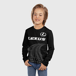Лонгслив детский Lexus speed на темном фоне со следами шин: символ, цвет: 3D-принт — фото 2