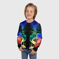 Лонгслив детский Звёздная ночь в сказочном лесу, цвет: 3D-принт — фото 2