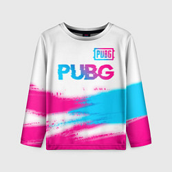 Лонгслив детский PUBG neon gradient style посередине, цвет: 3D-принт