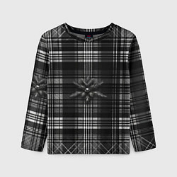 Детский лонгслив Черно-белая шотландская клетка