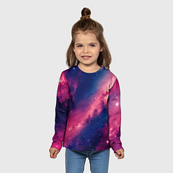 Лонгслив детский Галактика в розовом цвете, цвет: 3D-принт — фото 2