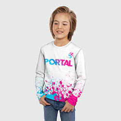 Лонгслив детский Portal neon gradient style посередине, цвет: 3D-принт — фото 2