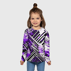Лонгслив детский Киберпанк линии белые и фиолетовые, цвет: 3D-принт — фото 2