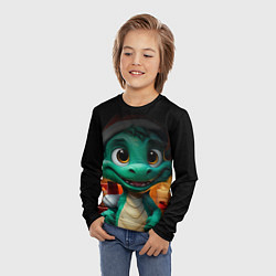 Лонгслив детский Зеленый дракон 2024, цвет: 3D-принт — фото 2