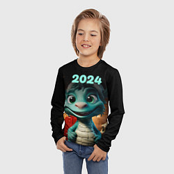 Лонгслив детский Зеленый дракончик 2024 год, цвет: 3D-принт — фото 2