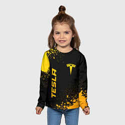 Лонгслив детский Tesla - gold gradient вертикально, цвет: 3D-принт — фото 2