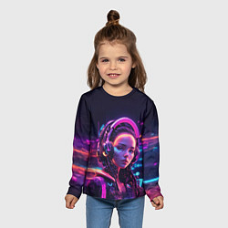 Лонгслив детский Девушка в пурпурных тенях, цвет: 3D-принт — фото 2