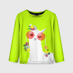 Лонгслив детский Лама - альпака в розовых очках, цвет: 3D-принт